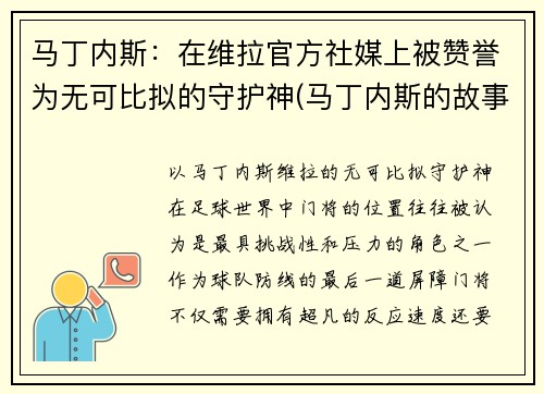 马丁内斯：在维拉官方社媒上被赞誉为无可比拟的守护神(马丁内斯的故事)